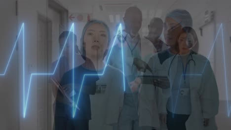 Animation-Eines-Kardiographen-über-Verschiedene-Im-Krankenhaus-Arbeitende-Ärzte