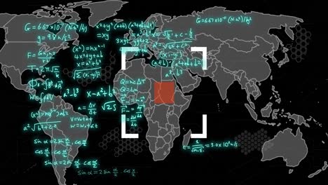 Animation-of-mathematical-equations-over-scope-scanning-and-world-map