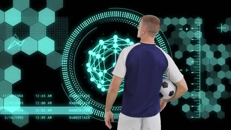 Animation-of-data-processing-and-scope-scanning-over-caucasian-male-soccer-player