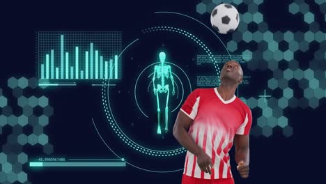 Animation-of-data-processing-and-scope-scanning-over-african-american-male-soccer-player