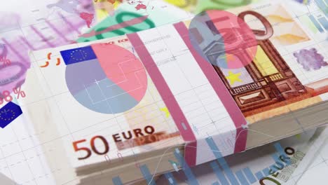 Animation-Der-Finanzdatenverarbeitung-über-Euro-Banknoten