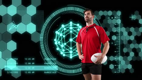 Animation-of-data-processing-and-scope-scanning-over-caucasian-male-rugby-player