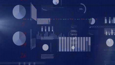 Animation-Der-Datenverarbeitung-Und-Börse-Auf-Blauem-Hintergrund