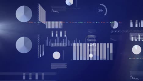 Animation-Der-Finanzdatenverarbeitung-über-Lichtspuren-Auf-Blauem-Hintergrund