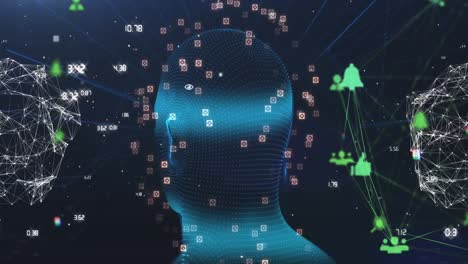 Animation-of-illuminating-human-face-with-connected-icons-and-dots-over-abstract-background
