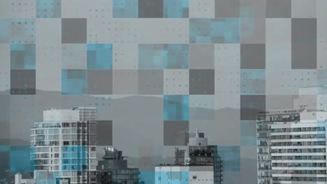 Animation-Von-Datenverarbeitung,-Stadtbild-Und-Verbindungen