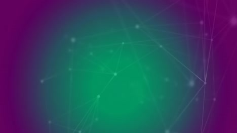 Animation-Des-Netzwerks-Von-Verbindungen-Vor-Grünem-Und-Violettem-Hintergrund