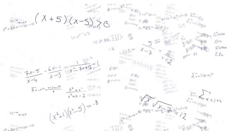 Animation-of-mathematical-equations-falling-against-white-background