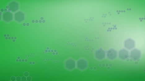 Animation-of-chemical-structures-floating-against-light-spot-on-green-background