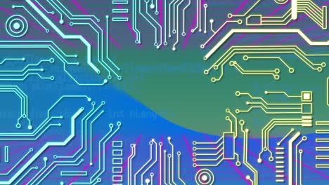 Animation-Von-Mikroprozessorverbindungen-Und-Datenverarbeitung-Vor-Grünem-Und-Blauem-Hintergrund