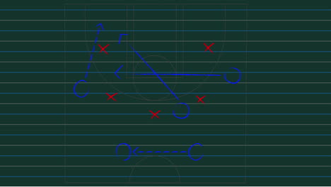 Animación-Del-Plan-Estratégico-De-Un-Partido-De-Fútbol-Que-Muestra-Las-Formaciones-Dibujadas-En-Una-Pizarra-Verde.