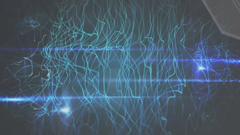 Animation-of-light-trails,-data-processing-and-network-of-connections