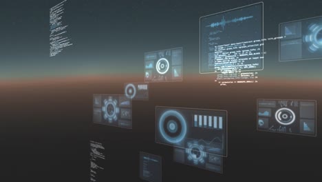 Animation-Des-Rundscanners-Und-Der-Datenverarbeitung-Vor-Zweifarbigem-Hintergrund