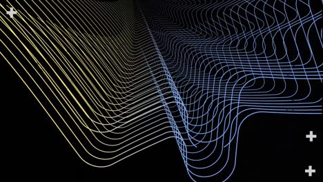 Animation-of-twist-data-connection-waves-moving-against-black-background