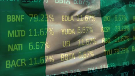 Animation-of-financial-data-processing-over-flag-of-nigeria