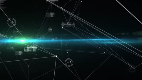 Animation-Des-Netzwerks-Von-Verbindungen-Und-Datenverarbeitung