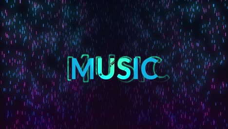 Animation-of-music-text-over-light-spots-on-black-background