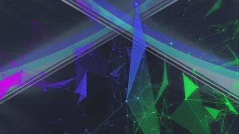 Animation-of-blue-and-green-shapes-moving-over-cube