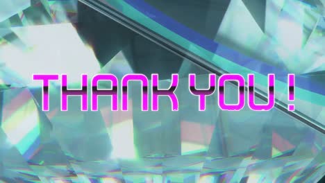 Animation-of-thank-you-text-over-glowing-crystal