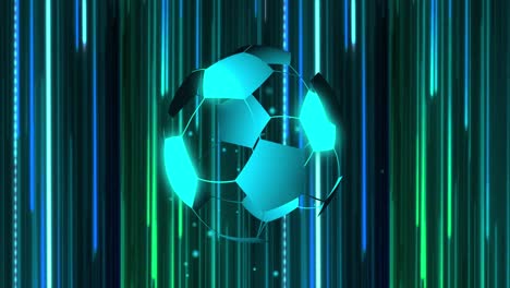 Animation-Von-Fußball-Und-Datenverarbeitung-über-Neonlichtspuren