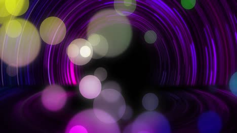 Animation-Von-Neonflecken,-Die-Sich-über-Eine-Blaue-Spirale-Bewegen