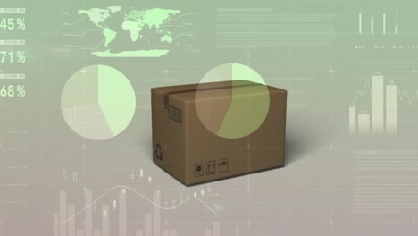 Animation-of-financial-data-processing-over-cardboard-box