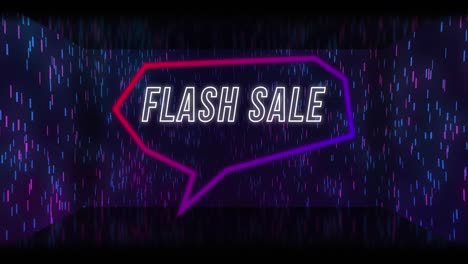 Animation-of-flash-sale-text-in-speech-bubble-over-light-spots-on-black-background