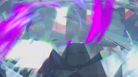 Animation-of-purple-shapes-moving-over-crystal