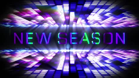 Animation-of-new-season-text-and-neon-flickering-background