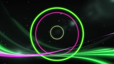 Animation-Von-Punkten-Und-Neonformen-Auf-Schwarzem-Hintergrund