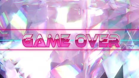 Animation-of-game-over-text-over-glowing-crystal