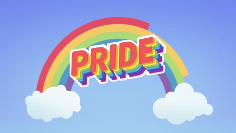 Animation-of-rainbow-pride-text-over-rainbow-background