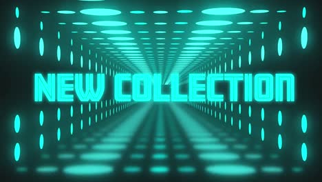 Animation-of-new-collections-text-over-light-spots-on-black-background