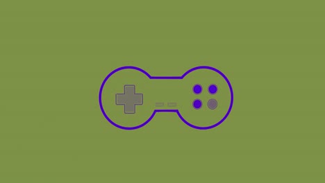 Animation-of-gamepad-icon-and-shapes-over-green-background