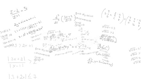 Animación-De-Ecuaciones-Matemáticas-Y-Procesamiento-De-Datos-Sobre-Fondo-Blanco.