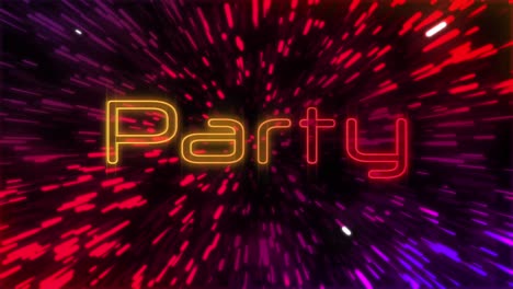 Animation-of-party-text-over-light-trails-on-black-background