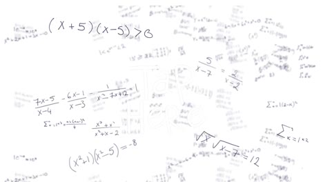 Animation-of-mathematical-equations-and-data-processing-over-white-background