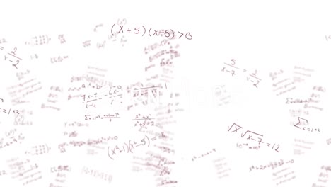 Animation-Mathematischer-Gleichungen-Und-Datenverarbeitung-Auf-Weißem-Hintergrund