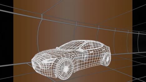 Animation-of-3d-car-drawing-and-grid-background