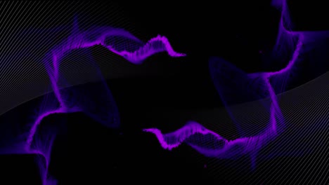 Animation-of-purple-and-white-shapes-on-black-background