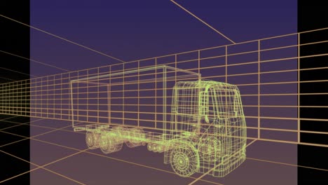 Animation-Der-3D-Autozeichnung-Und-Des-Gitterhintergrunds