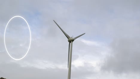 Animation-of-icons-and-data-processing-over-clouds-and-wind-turbine