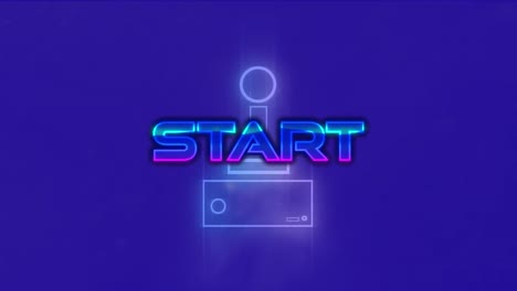 Animation-of-start-text-over-video-game-controller-and-purple-background