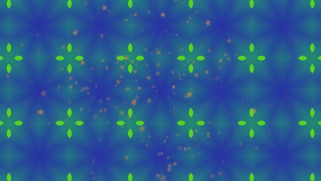 Animation-of-abstract-patterns-over-floating-dots-against-blue-background