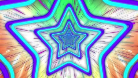 Animación-De-Estrellas-De-Neón-Azules-Y-Violetas-Moviéndose-En-Bucle-Sin-Interrupciones-Sobre-Senderos-De-Luz