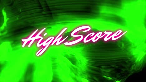 Animation-of-high-score-text-over-green-glowing-background