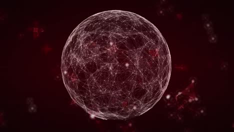 Animation-of-glowing-globe-and-molecules-on-brown-background