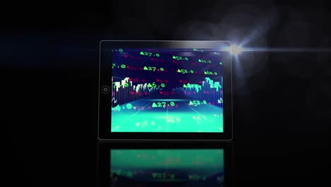 Animation-of-data-processing-over-tablet-screen