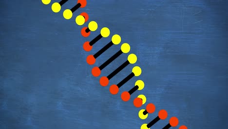 Animation-Eines-DNA-Strangs,-Der-Sich-Auf-Blauem-Hintergrund-Dreht