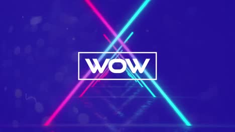 Animation-of-wow-text-over-neon-lines-and-purple-background